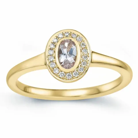 oval morganit briljantring i 14  karat guld 0,18 ct 0,072 ct