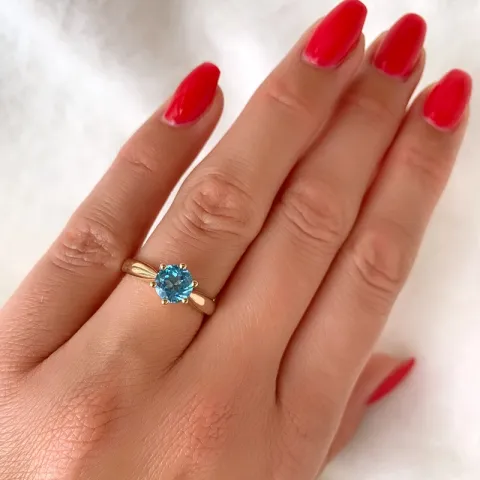 topas solitärring i 14 karat guld 1,35 ct