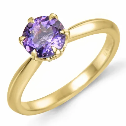 ametist solitärring i 14  karat guld 0,95 ct