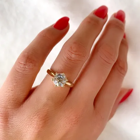 kvarts solitärring i 14 karat guld 1,34 ct