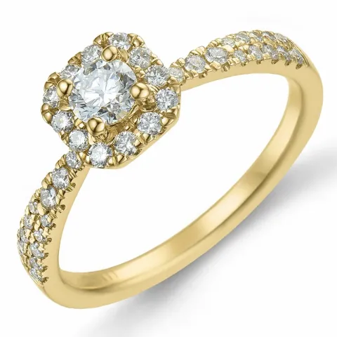 fyrkantigt diamant hjärtering i 14 karat guld 0,26 ct 0,30 ct