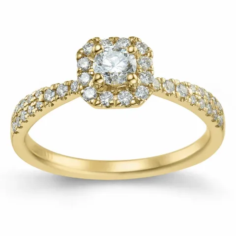 fyrkantigt diamant hjärtering i 14 karat guld 0,26 ct 0,30 ct