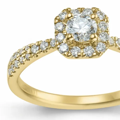 fyrkantigt diamant hjärtering i 14 karat guld 0,26 ct 0,30 ct