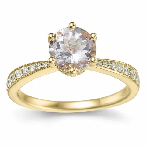 morganit diamantring i 14  karat guld 1,20 ct 0,256 ct