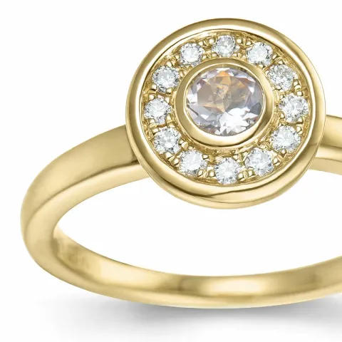 rund morganit briljantring i 14  karat guld 0,19 ct 0,132 ct