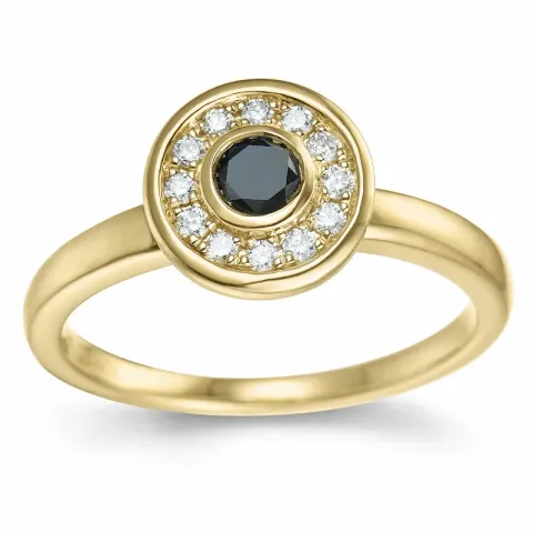 rund sort diamant briljantring i 14 karat guld 0,20 ct 0,132 ct