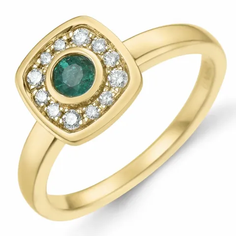 fyrkantigt smaragd briljantring i 14 karat guld 0,22 ct 0,132 ct