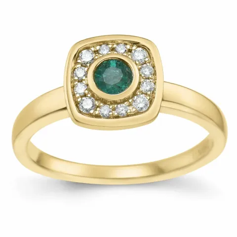 fyrkantigt smaragd briljantring i 14 karat guld 0,22 ct 0,132 ct