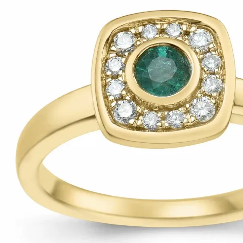fyrkantigt smaragd briljantring i 14 karat guld 0,22 ct 0,132 ct