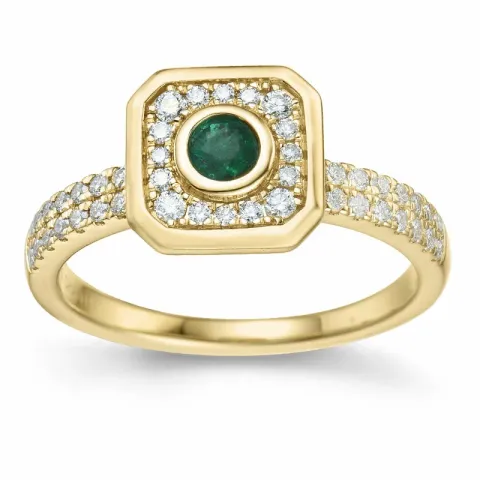 fyrkantigt smaragd diamantring i 14 karat guld 0,22 ct 0,308 ct