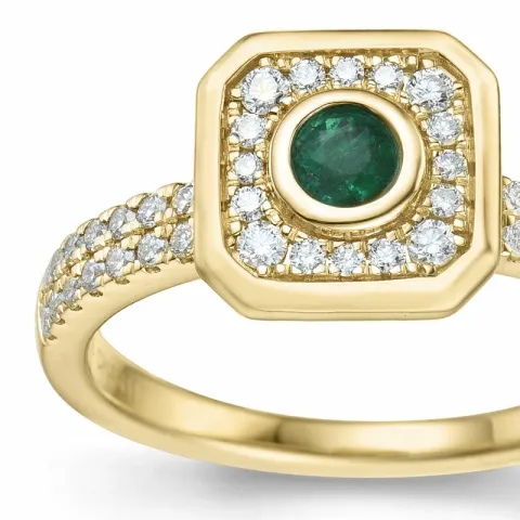 fyrkantigt smaragd diamantring i 14 karat guld 0,22 ct 0,308 ct