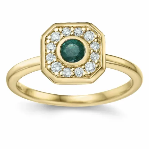 fyrkantigt smaragd diamantring i 14 karat guld 0,22 ct 0,192 ct