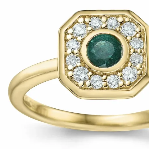 fyrkantigt smaragd diamantring i 14 karat guld 0,22 ct 0,192 ct