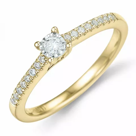 diamant ring i 14  karat guld- och vitguld 0,057 ct 0,102 ct