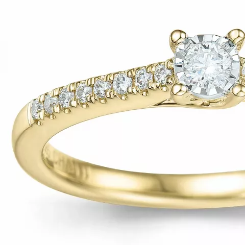 diamant ring i 14  karat guld- och vitguld 0,057 ct 0,102 ct