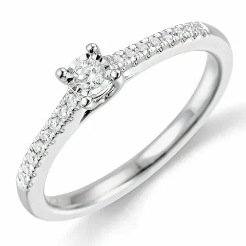 diamant ring i 14 karat vitguld 0,057 ct 0,102 ct