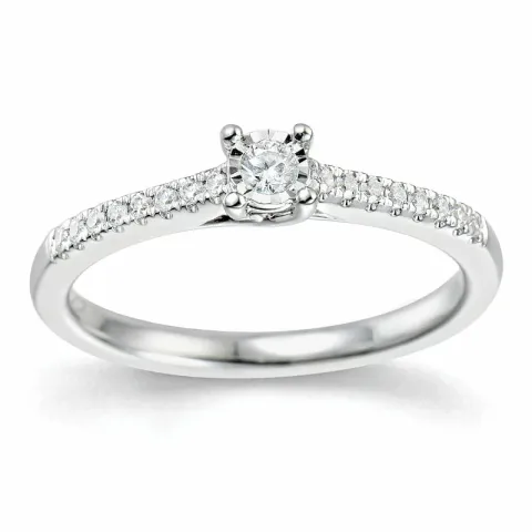 diamant ring i 14 karat vitguld 0,057 ct 0,102 ct