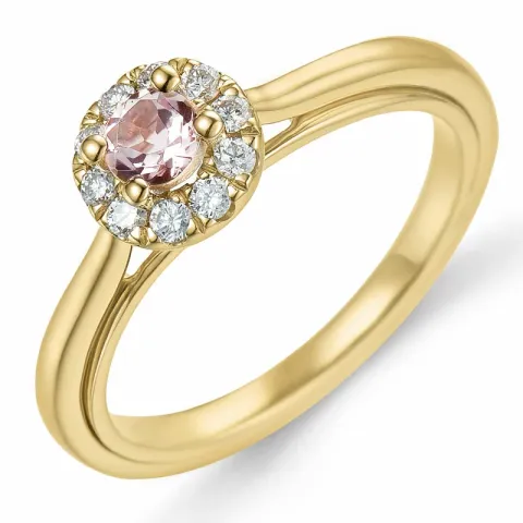 morganit diamantring i 14  karat guld 0,19 ct 0,15 ct