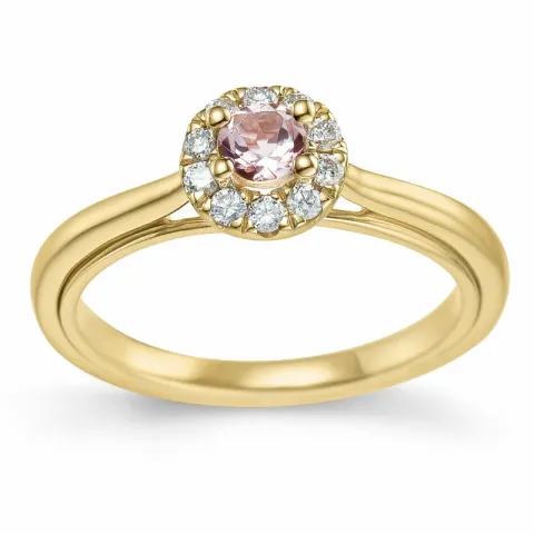 morganit diamantring i 14  karat guld 0,19 ct 0,15 ct