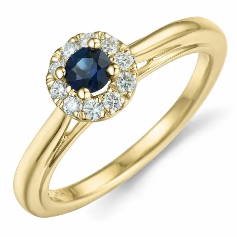 safir diamantring i 14  karat guld 0,306 ct 0,15 ct