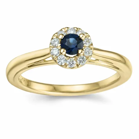 safir diamantring i 14  karat guld 0,306 ct 0,15 ct