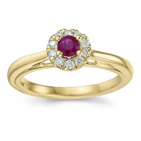 rubin diamantring i 14  karat guld 0,306 ct 0,15 ct