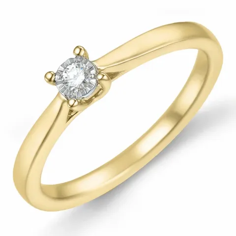 diamant solitärring i 14  karat guld 0,051 ct