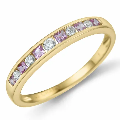 rosa safir briljantring i 14  karat guld 0,109 ct 0,18 ct 0,06 ct