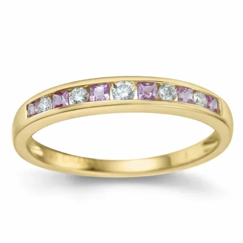 rosa safir briljantring i 14  karat guld 0,109 ct 0,18 ct 0,06 ct