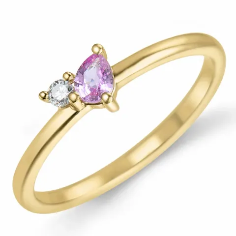 rosa safir diamantring i 14  karat guld 0,04 ct 0,22 ct