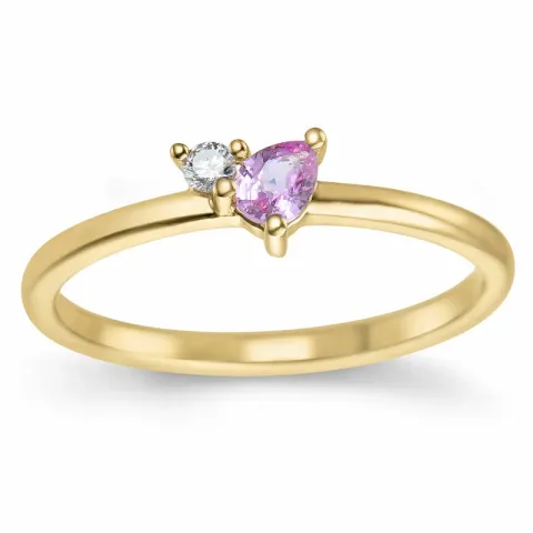 rosa safir diamantring i 14  karat guld 0,04 ct 0,22 ct