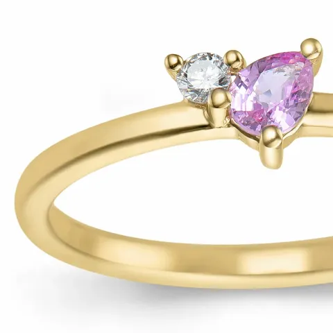 rosa safir diamantring i 14  karat guld 0,04 ct 0,22 ct