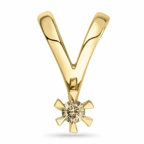 0,05 ct brun diamant solitärberlock i 14 carat guld 0,051 ct