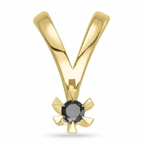 0,05 ct sort diamant solitärberlock i 14  carat guld 0,051 ct