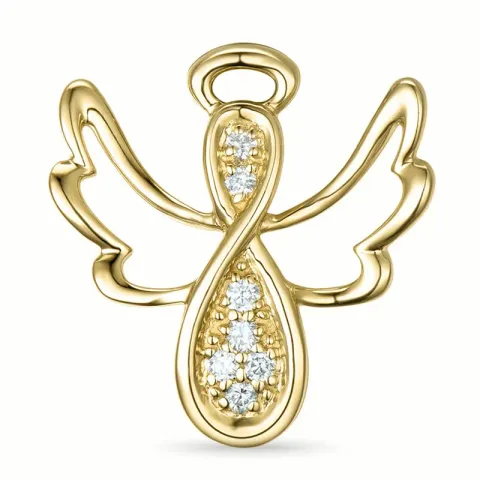 ängel diamant hängen i 14 carat guld 0,089 ct