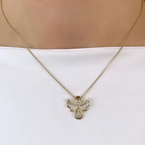 ängel diamant hängen i 14 carat guld 0,089 ct