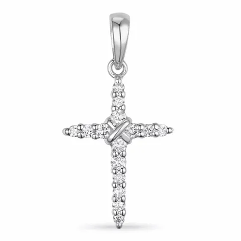kors diamant hängen i 14  carat vitguld 0,15 ct