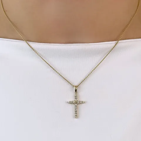 kors diamant hängen i 14  carat guld 0,33 ct