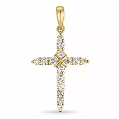 kors diamant hängen i 14  carat guld 0,50 ct