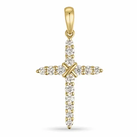 kors diamant hängen i 14  carat guld 0,50 ct