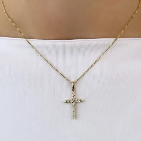 kors diamant hängen i 14  carat guld 0,50 ct