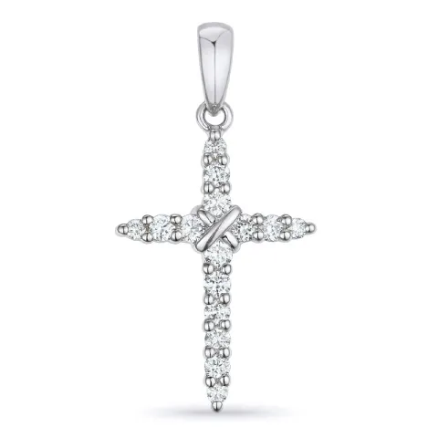 kors diamant hängen i 14  carat vitguld 0,50 ct
