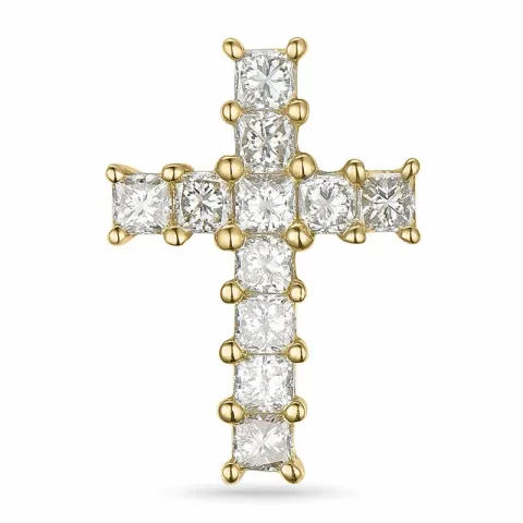 kors diamant hängen i 14  carat guld 0,358 ct