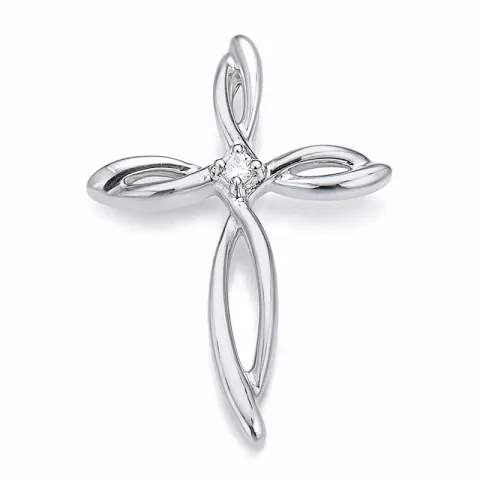 kors diamant hängen i 14  carat vitguld 0,019 ct