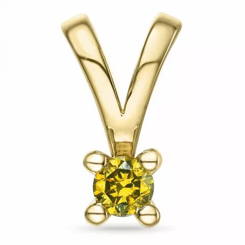0,14 ct gul behandlad naturlig diamant solitärberlock i 14  carat guld 0,14 ct