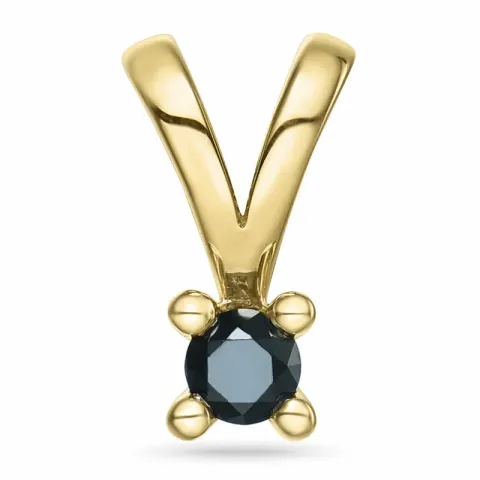 0,15 ct sort diamant solitärberlock i 14 carat guld 0,15 ct
