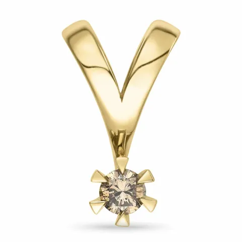 0,10 ct brun diamant solitärberlock i 14 carat guld 0,10 ct