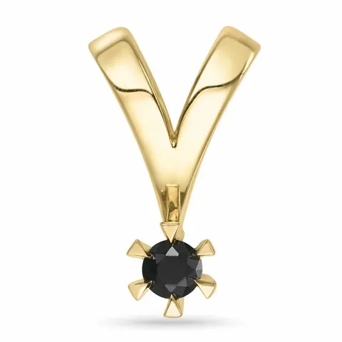 0,10 ct sort diamant solitärberlock i 14 carat guld 0,10 ct
