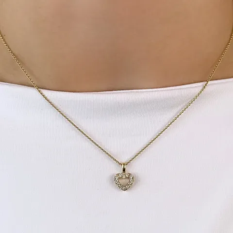 hjärta diamant hängen i 14 carat guld 0,206 ct