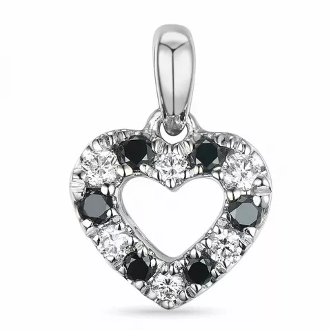 hjärta sort diamant diamantberlocker i 14  carat vitguld 0,104 ct 0,102 ct